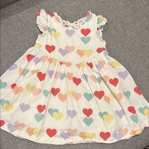 Pink Chicken Valentine’s Day dress with colorful hearts, size 4Y